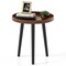Compact Wooden Tray Side Table Round End Table for Sofa or Bed